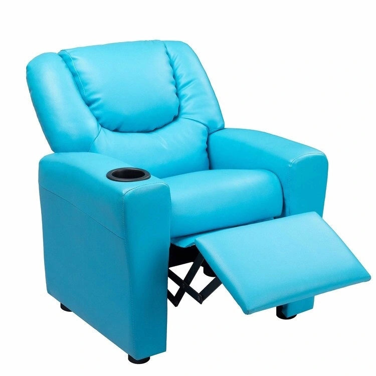 Pushback Kids Recliner Chair with Footrest & Cup Holders - Ultimate Comfort for Toddlers