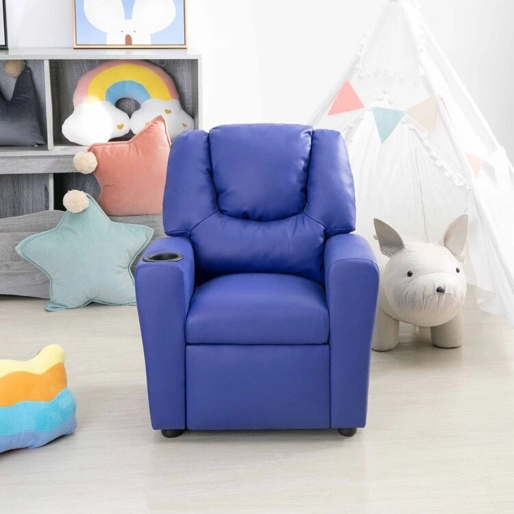 Pushback Kids Recliner Chair with Footrest & Cup Holders - Ultimate Comfort for Toddlers
