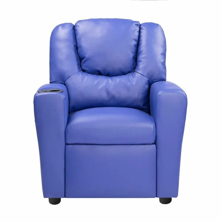 Pushback Kids Recliner Chair with Footrest & Cup Holders - Ultimate Comfort for Toddlers