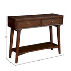 Alpine Furniture Flynn Mid Century Modern Console Table with 2 Drawers