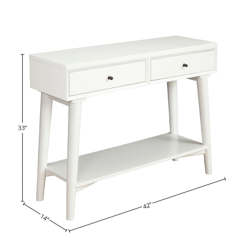 Alpine Furniture Flynn Mid Century Modern Console Table with 2 Drawers