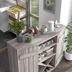 DH BASIC Farmhouse Plank-Style 28-Bottle 47-Inch Wine Cabinet Buffet by Denhour
