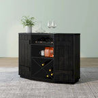 DH BASIC Farmhouse Plank-Style 28-Bottle 47-Inch Wine Cabinet Buffet by Denhour