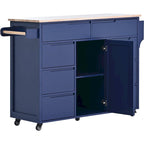 53 in. W Kitchen Island with Countertop and Drawers - N/A