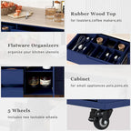 53 in. W Kitchen Island with Countertop and Drawers - N/A