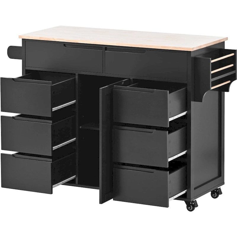 53 in. W Kitchen Island with Countertop and Drawers - N/A