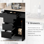 53 in. W Kitchen Island with Countertop and Drawers - N/A