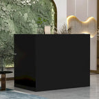 Timechee Reception Desk L-Shaped Counter Shelves Drawers Reception Table