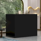 Timechee Reception Desk L-Shaped Counter Shelves Drawers Reception Table