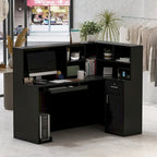 Timechee Reception Desk L-Shaped Counter Shelves Drawers Reception Table