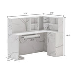Timechee Reception Desk L-Shaped Counter Shelves Drawers Reception Table