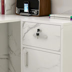 Timechee Reception Desk L-Shaped Counter Shelves Drawers Reception Table