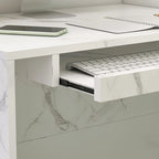 Timechee Reception Desk L-Shaped Counter Shelves Drawers Reception Table