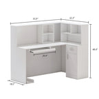 Timechee Reception Desk L-Shaped Counter Shelves Drawers Reception Table
