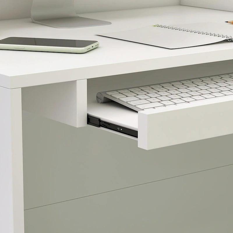 Timechee Reception Desk L-Shaped Counter Shelves Drawers Reception Table