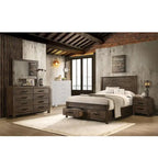 Wooden Storage California King Platform Bedroom Set in Rustic Golden Brown