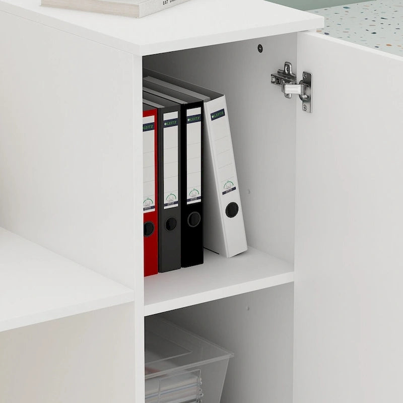 Timechee Reception Desk Counter with Adjustable Shelf Storage
