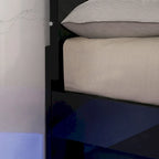 Benvolio Contemporary Black Wood LED 3-Piece Panel Bed with 2 Nightstands Set with USB Port by Furniture of America