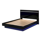 Benvolio Contemporary Black Wood LED 3-Piece Panel Bed with 2 Nightstands Set with USB Port by Furniture of America