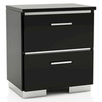 Benvolio Contemporary Black Wood LED 3-Piece Panel Bed with 2 Nightstands Set with USB Port by Furniture of America