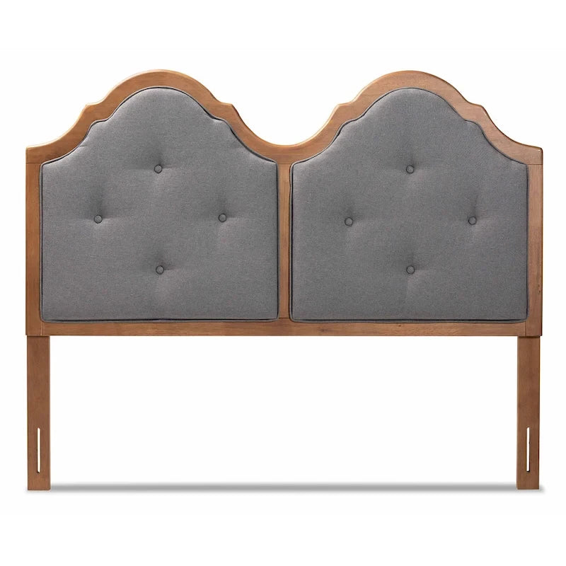 Falk Vintage Classic Fabric and Wood Arched Headboard in Grey