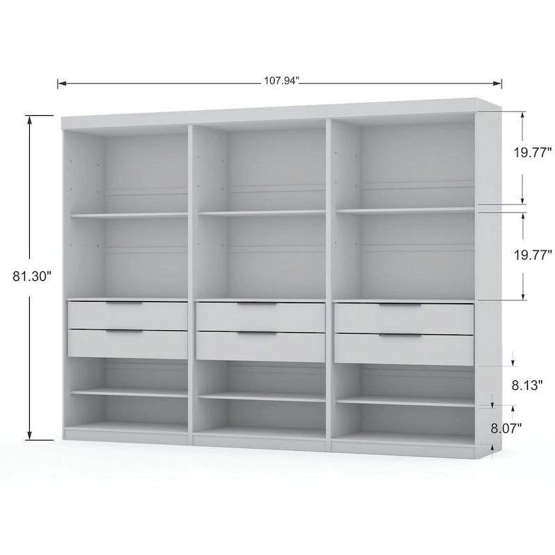 Mulberry 2.0 Modern 3 Sectional 6 Drawer Wardrobe Closet Set of 3