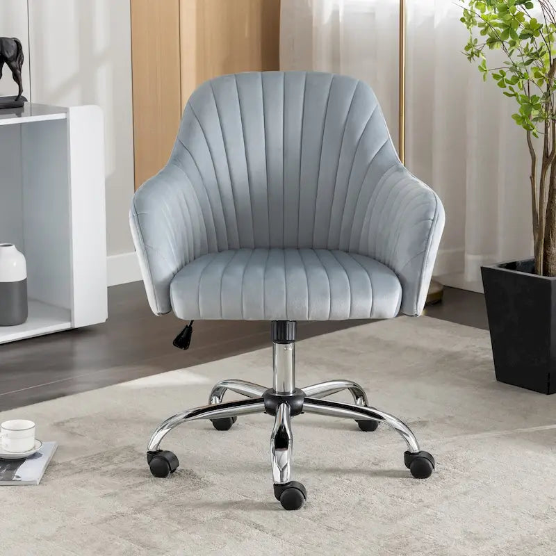 Modern Velvet Office Leisure Chair with Adjustable Height and Casters