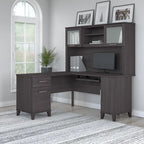 Bush Furniture Somerset 60W L Shaped Desk with Storage Hutch