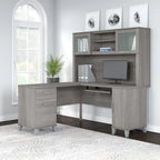 Bush Furniture Somerset 60W L Shaped Desk with Storage Hutch