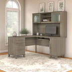 Bush Furniture Somerset 60W L Shaped Desk with Storage Hutch