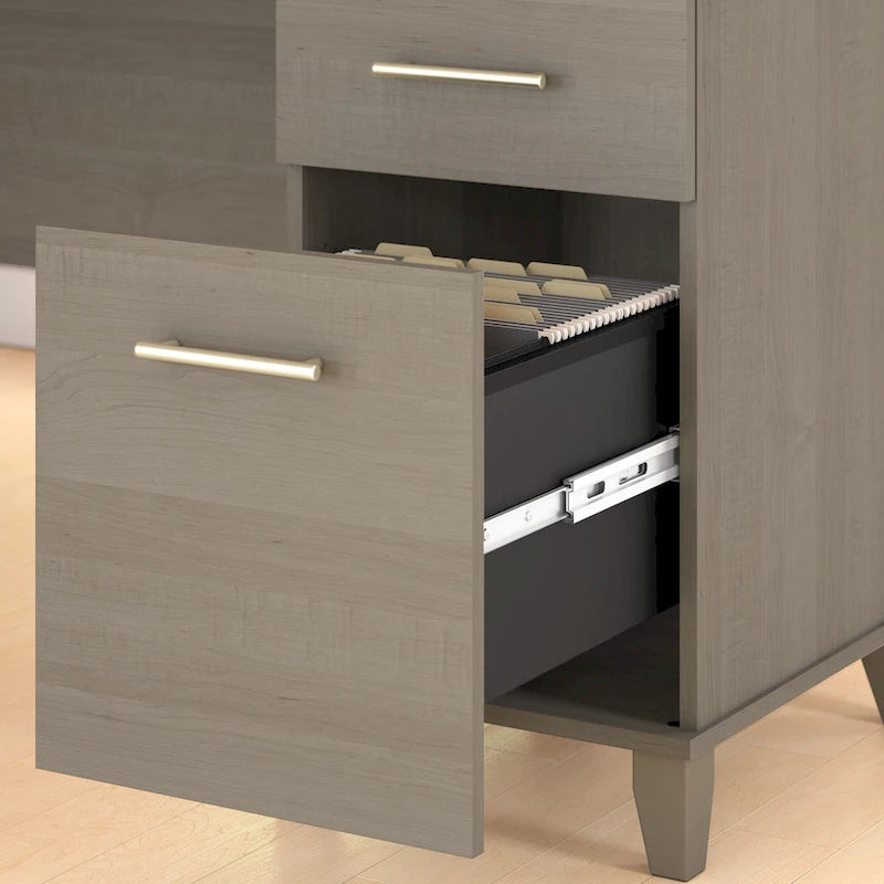 Bush Furniture Somerset 60W L Shaped Desk with Storage Hutch