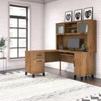 Bush Furniture Somerset 60W L Shaped Desk with Storage Hutch