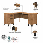 Bush Furniture Somerset 60W L Shaped Desk with Storage Hutch