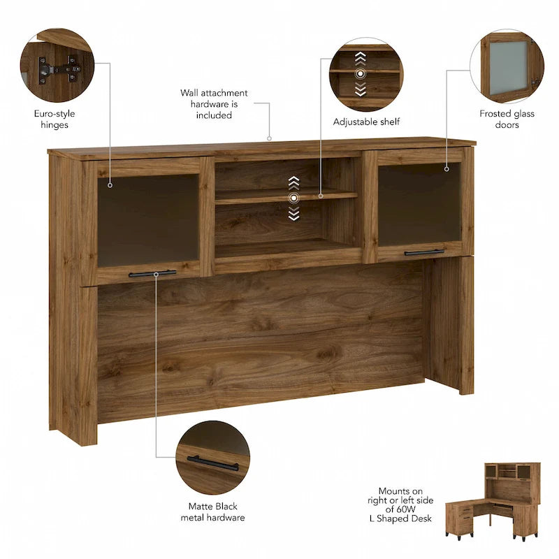 Bush Furniture Somerset 60W L Shaped Desk with Storage Hutch