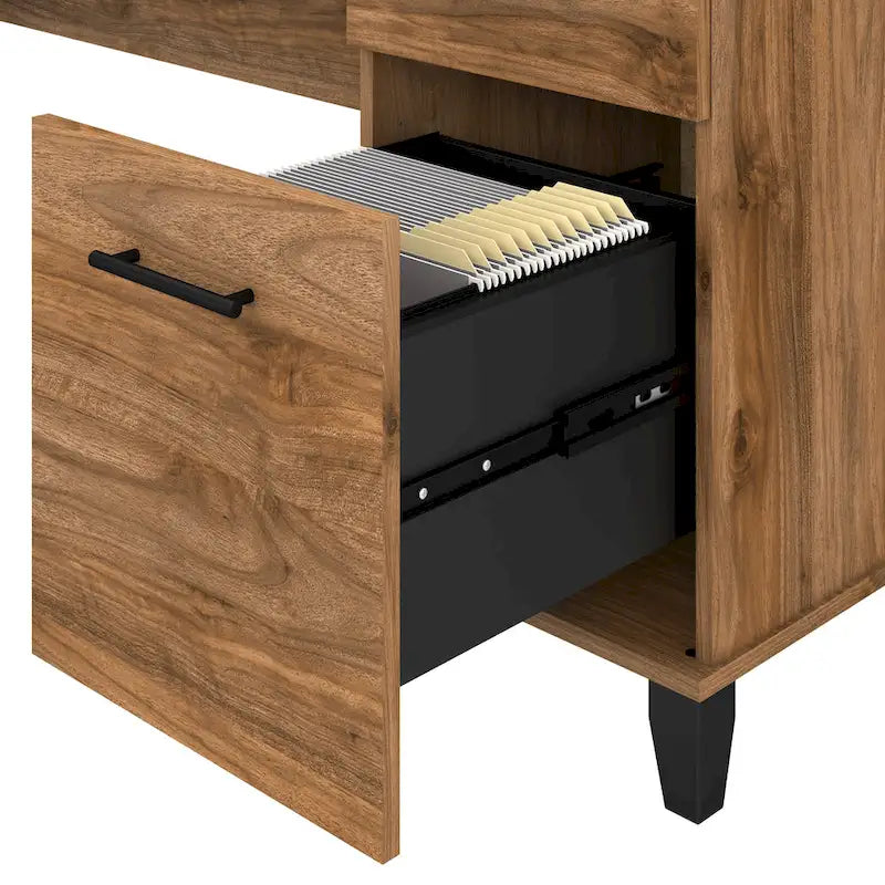Bush Furniture Somerset 60W L Shaped Desk with Storage Hutch