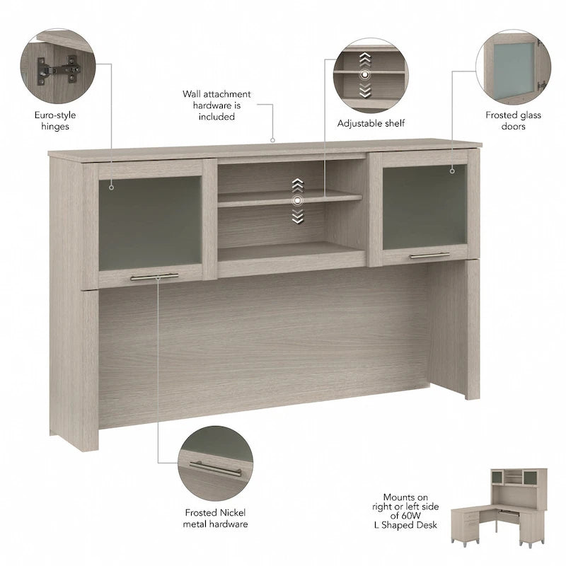 Bush Furniture Somerset 60W L Shaped Desk with Storage Hutch