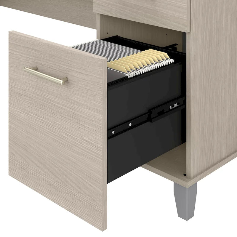 Bush Furniture Somerset 60W L Shaped Desk with Storage Hutch