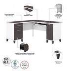Bush Furniture Somerset 60W L Shaped Desk with Storage Hutch