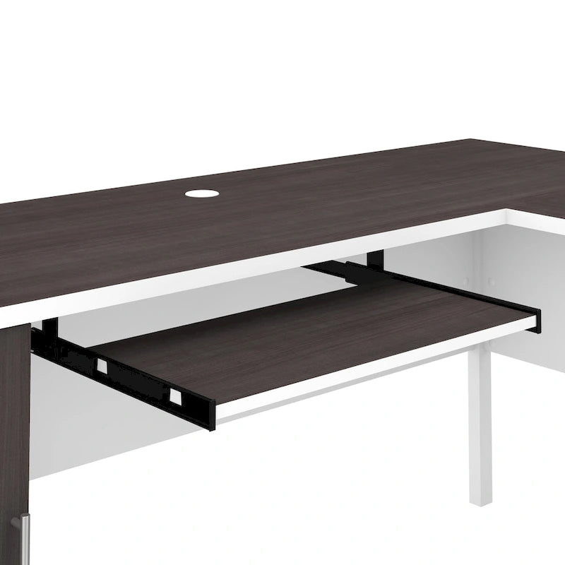 Bush Furniture Somerset 60W L Shaped Desk with Storage Hutch