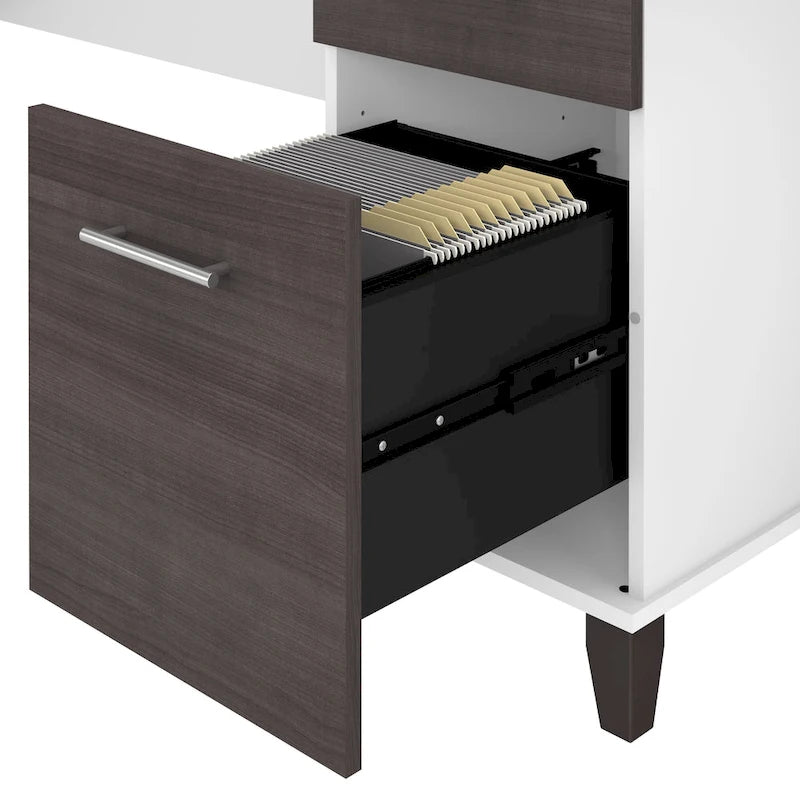Bush Furniture Somerset 60W L Shaped Desk with Storage Hutch