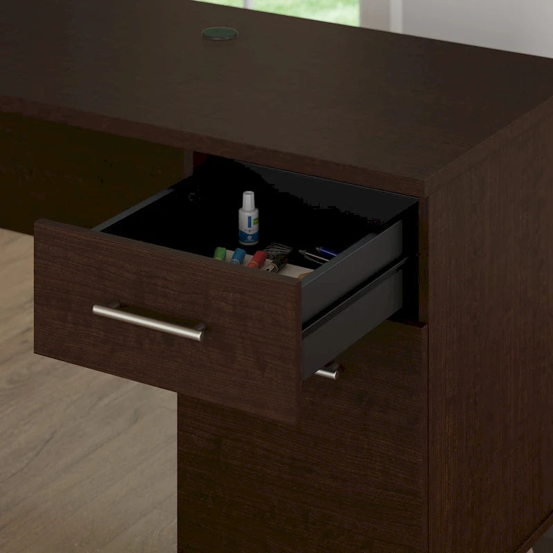Bush Furniture Somerset 60W L Shaped Desk with Storage Hutch