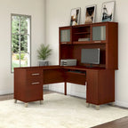 Bush Furniture Somerset 60W L Shaped Desk with Storage Hutch