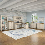 Fairview 60W L Shaped Desk with Hutch and Bookcase by Bush Furniture
