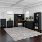 Fairview 60W L Shaped Desk with Hutch and Bookcase by Bush Furniture