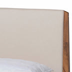 Lenora Mid-Century Modern Fabric Upholstered Wood Platform Bed - Beige