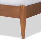 Lenora Mid-Century Modern Fabric Upholstered Wood Platform Bed - Beige