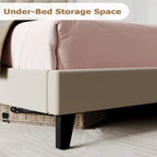 Upholstered Platform Bed Frame with Wingback Headboard