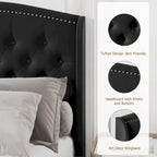 Upholstered Platform Bed Frame with Wingback Headboard
