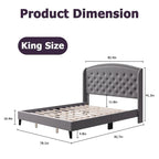 Upholstered Platform Bed Frame with Wingback Headboard