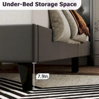Upholstered Platform Bed Frame with Wingback Headboard